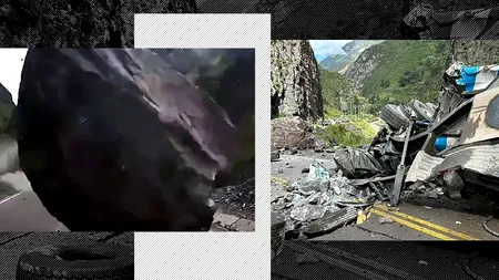 Imagini incredibile în Peru. Noroc chior! Cum poți SUPRAVIEȚUI dintr-o avalanșă de stânci