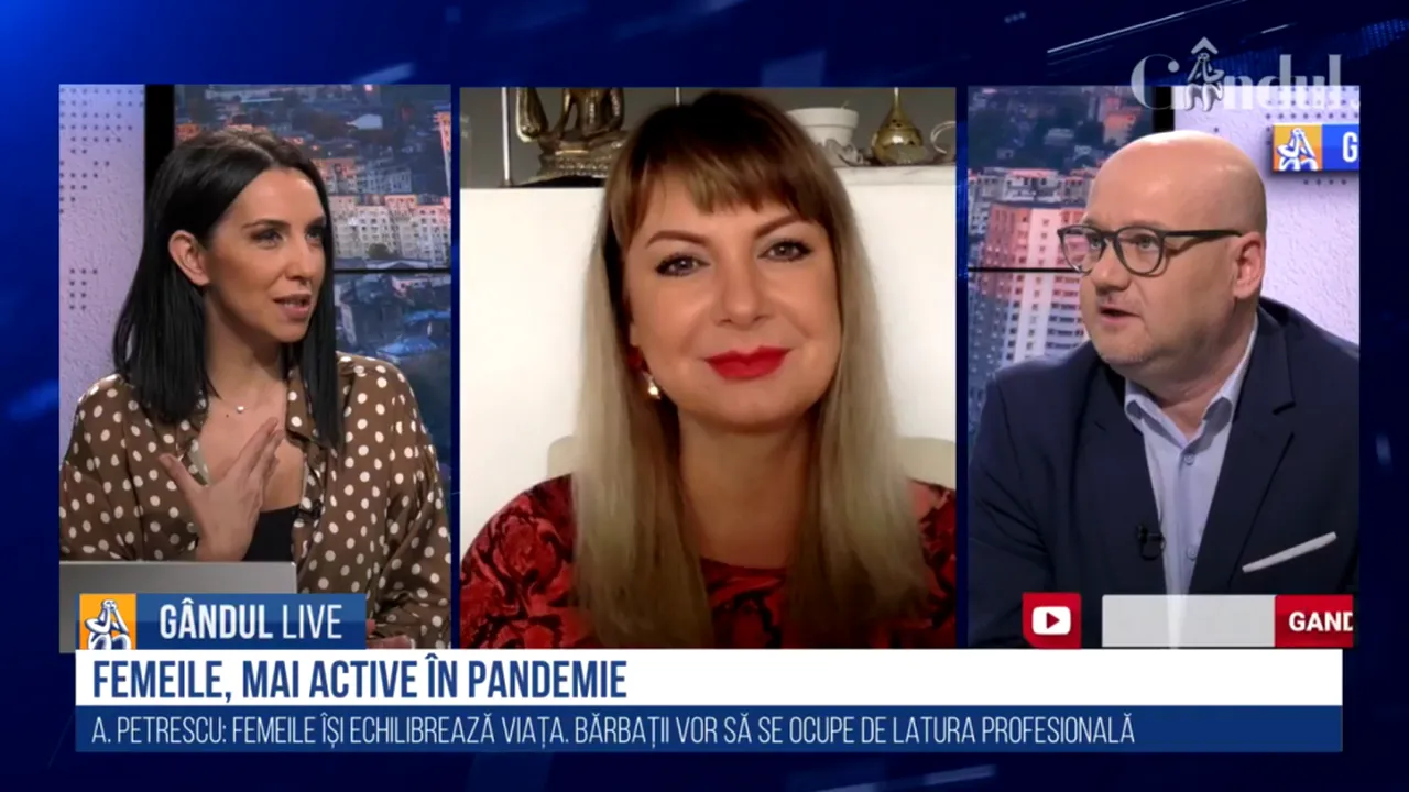 GÂNDUL LIVE. Psihologul Adriana Petrescu: „Partea bună a pandemiei: A venit și a arătat adevărul” / „Multe cupluri s-au ascuns în spatele programului”