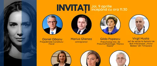 GÂNDUL LIVE | Medicul Virgil Musta și primarul din Suceava, Ion Lungu, printre invitații Emmei Zeicescu, pe 9 aprilie, de la ora 11.30