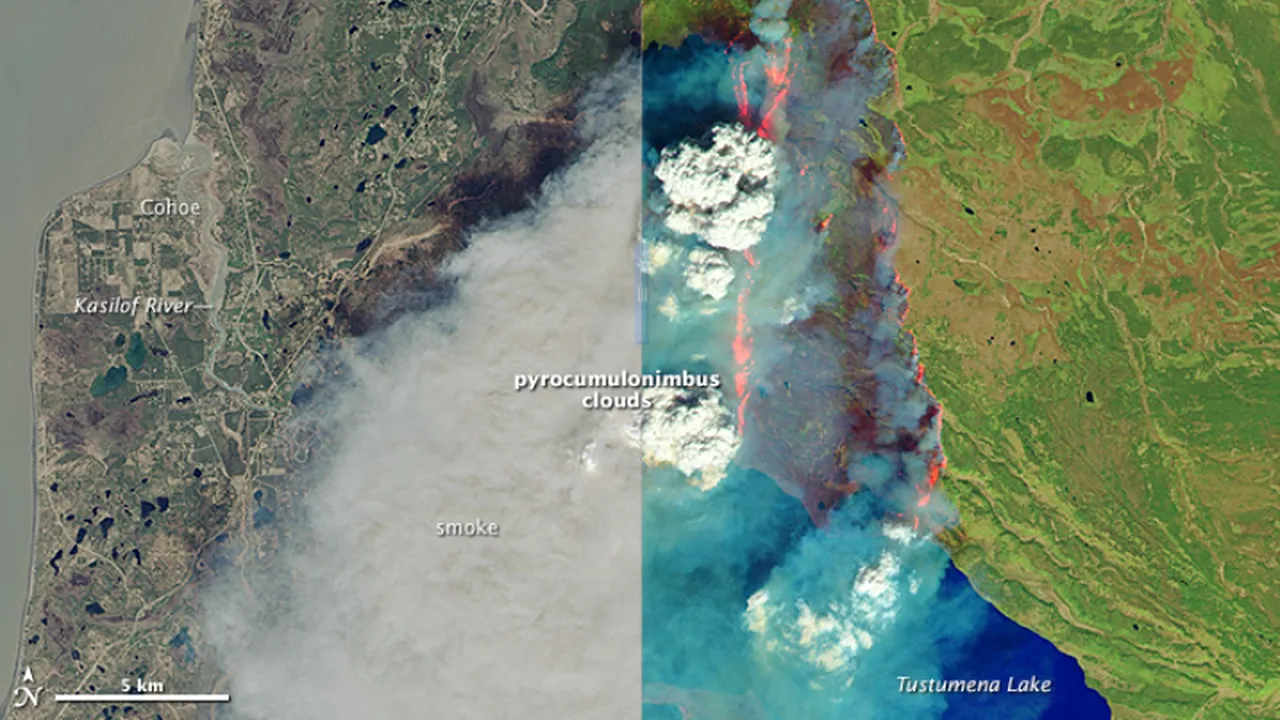 Cum arată un incendiu de pădure văzut din spațiu. Imagini surprinse de un satelit NASA