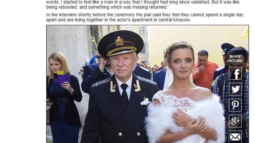 Un actor rus în vârstă de 84 de ani s-a căsătorit cu logodnica lui, mai tânără cu șase decenii
