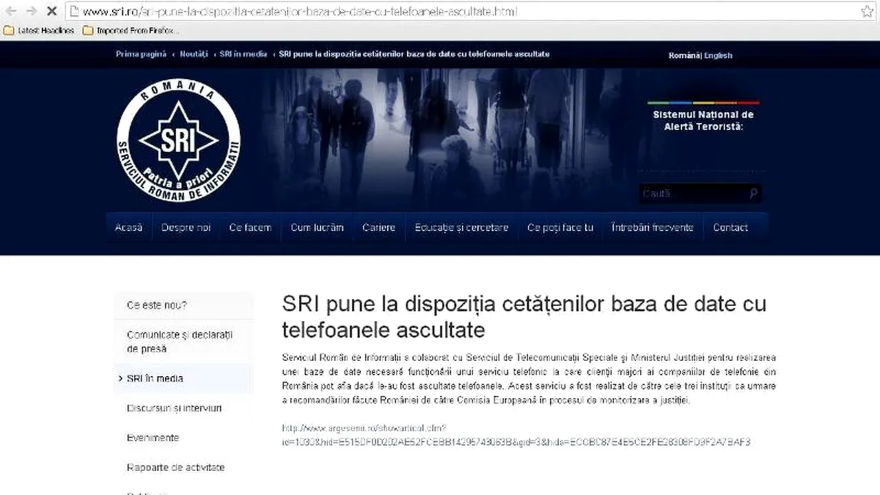 SRI a postat pe pagina oficială o știre-farsă: 