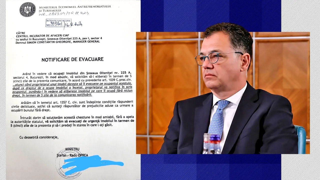 Radu Oprea intervine în scandalul „clădirii fantomă” a Ministerului Economiei și publică un ordin de evacuare din perioada în care era ministru