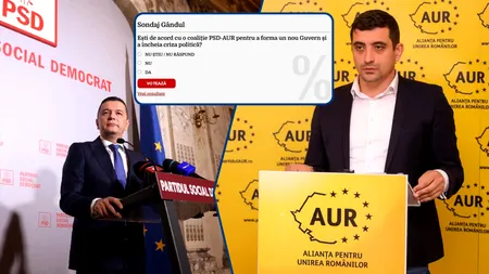Peste 20.000 de români au participat la sondajul Gândul „Ești de acord cu o coaliție PSD-AUR pentru a forma un nou Guvern și a încheia criza politică?”. Rezultatul a fost surprinzător