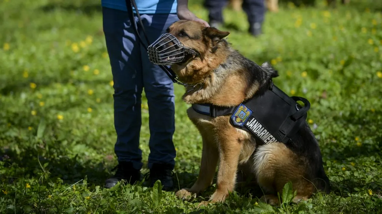 Doi câini ai Jandarmeriei București sunt aniversați de Ziua Națională