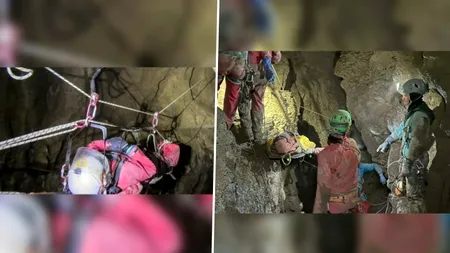 Operațiune riscantă de salvare într-o peșteră din Italia. Un speolog a fost scos în viață după 12 ore de la 120 de metri adâncime