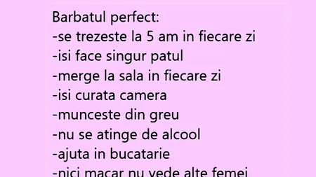 Bancul de sâmbătă | Definiția bărbatului perfect