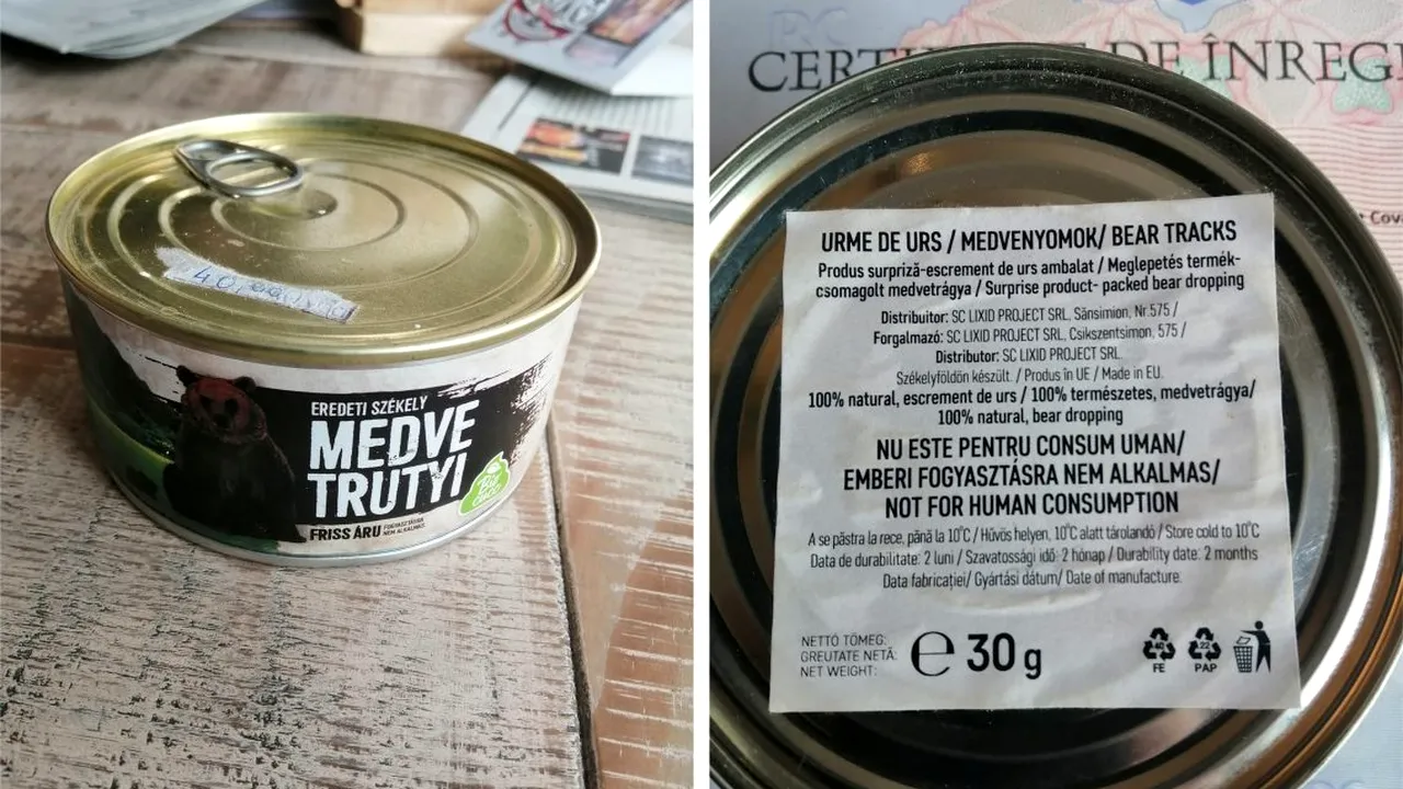 Conservă cu excremente de urs, „suvenirul” care se vinde în judeţul Covasna. Şeful OPC: „Am rămas perplex. Nu mi-a venit să cred”