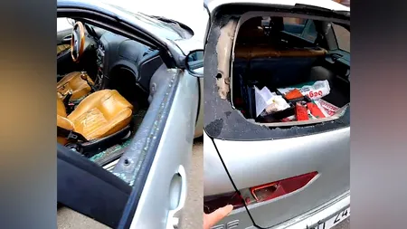 Un șofer din Neamț și-a DISTRUS mașina în fața polițiștilor, supărat că inspectorii RAR i-au reținut talonul pentru mai multe defecțiuni grave