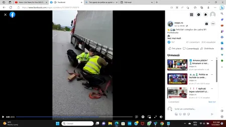 VIDEO | Un șofer de TIR a rămas blocat într-o intersecție din Hunedoara. Cum au reacționat trei polițiști când au observat
