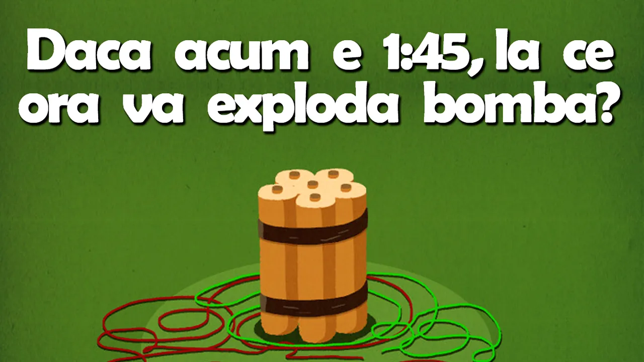 Test de logică viral, cu 10 quiz-uri | Primul: Dacă acum e 1:45, la ce oră va exploda bomba din imagine?