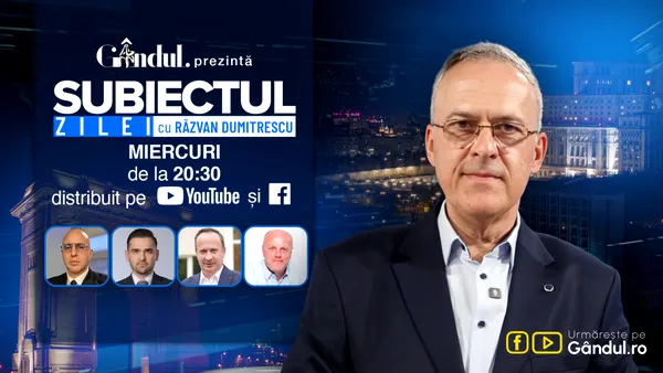 „Subiectul Zilei cu Răzvan Dumitrescu” începe miercuri, 07 octombrie, de la ora 20:30, live pe Gândul. Dezvăluiri în exclusivitate despre febra negocierilor