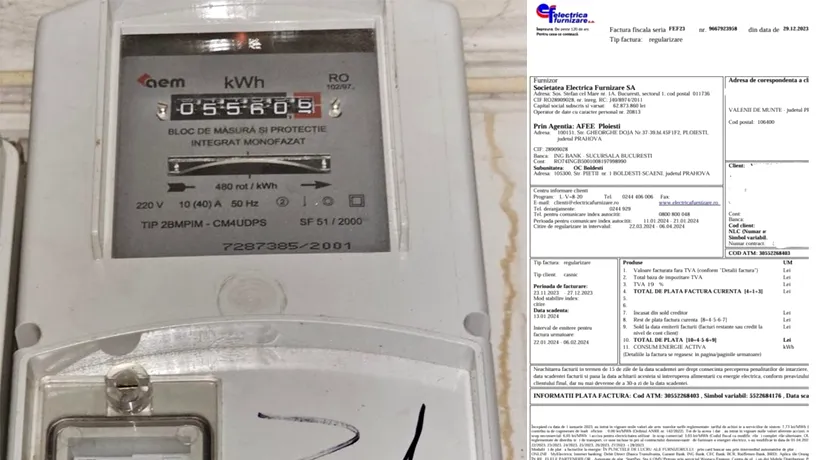 Ce FACTURĂ la curent a putut primi o clientă Electrica din Ploiești, după ce i s-a greșit indexul