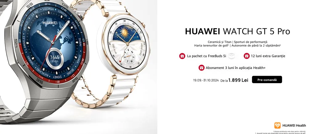 Seria HUAWEI WATCH GT 5, o simfonie a eleganței și tehnologiei. Ceasurile care fac valuri în întreaga lume au ajuns în România