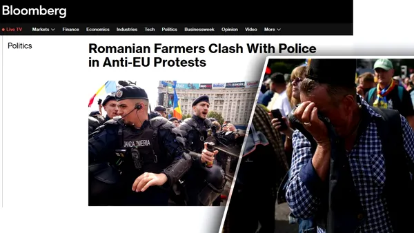 Cum relatează presa externă de la protestul violent al fermierilor din Piața Victoriei. Ce titrează Bloomberg și AP