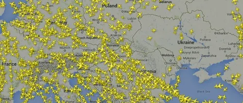 Câte avioane trec în acest moment pe deasupra României. După tragedia din Ucraina, traficul aerian a crescut cu 15%