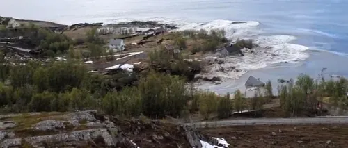NORVEGIA. Case dintr-un sat, înghițite de mare după o alunecare de teren (VIDEO)
