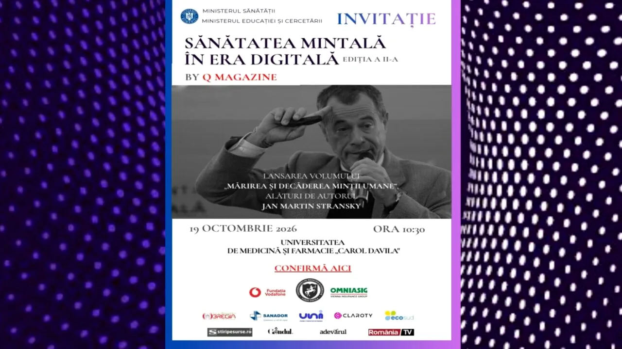 Ediția în română a best seller-ului „The rise and fall of the human mind” a Profesorului neurolog Jan Martin Stransky va fi lansată în 19 octombrie, în cadrul Conferinței „Sănătatea mintală în era digitală”