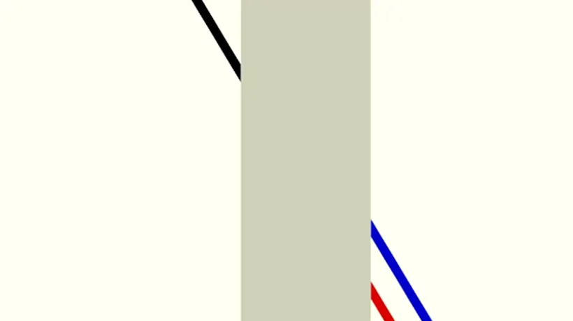 TEST IQ | Rezolvați iluzia optică Poggendorff: Care linie o continuă pe cea neagră - cea albastră sau cea roșie?