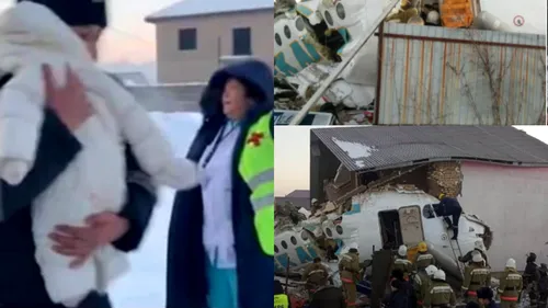 O minune după catastrofă. Un bebeluș a fost scos în viață din epava avionului prăbușit în Kazahstan - FOTO

