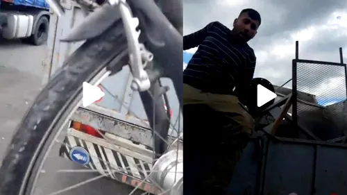 VIDEO Un șofer de TIR i-a prins în flagrant pe doi conaționali din Paris care i-au furat bicicleta : Am găsit-o, nu am furat-o. Tu ești d'al nostru? Fii liniștit!