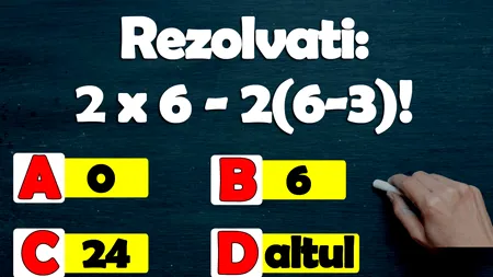 Test de inteligență pentru genii | Rezolvați: 2x6-2(6-3)!
