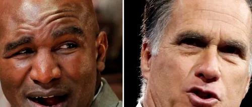 Evander Holyfield trimis la podea de Mitt Romney într-un meci organizat în scop caritabilal