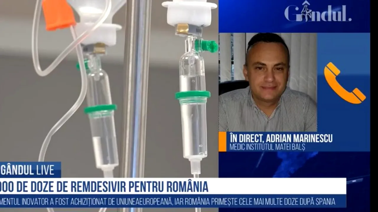 GÂNDUL LIVE. Cine va beneficia de tratamentul cu Remdesivir. Explicațiile medicului infecționist Adrian Marinescu