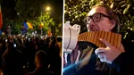 Oamenii strânși la Arestul Central, în sprijinul lui Călin Georgescu, au cântat Imnnul Național în frunte cu naistul Nicolae Voiculeț