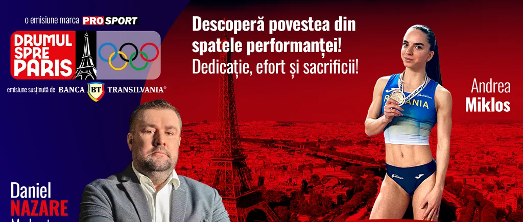 Andrea Miklos, atletă legitimată la CSM București, este invitata emisiunii Drumul spre Paris de joi 28 septembrie, de la ora 19:00