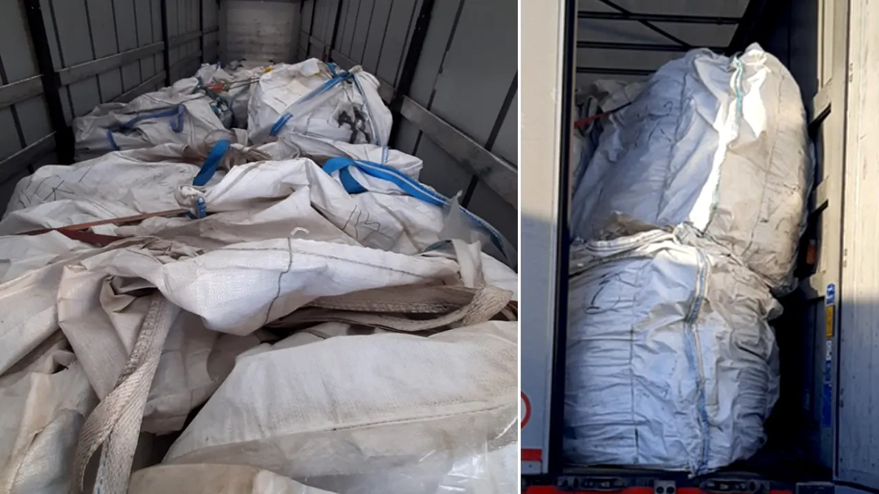 Șapte tone de deșeuri, transportate ilegal din Bulgaria, oprite la Vama Giurgiu