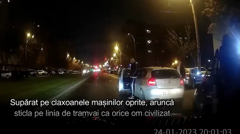 „Bombardierul” cu BMW care a bătut un șofer în trafic a fost reținut / Poliția Capitalei a deschis un dosar penal după ce agresiunea a devenit virală