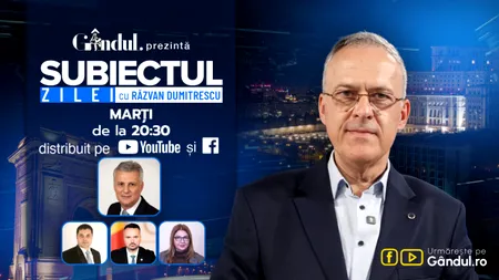 „Subiectul Zilei cu Răzvan Dumitrescu” începe marți, 6 octombrie, de la ora 20:30, live pe Gândul. În exclusivitate, Daniel Zamfir, detalii despre noul premier desemnat. Luca Niculescu, drumul spre anticipate?