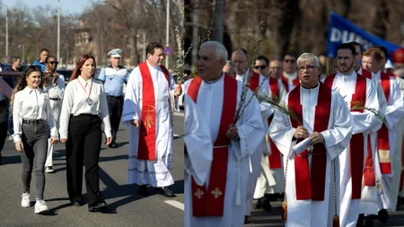 Ce s-a întâmplat la procesiunea de Floriile romano-catolice, din Capitală. Imagini impresionante de la eveniment