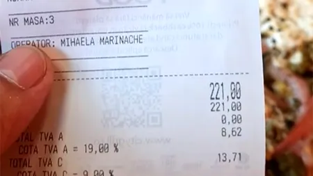 Notă de plată de 221 lei pentru un bucureștean, într-un restaurant din Aeroportul Otopeni, pentru 