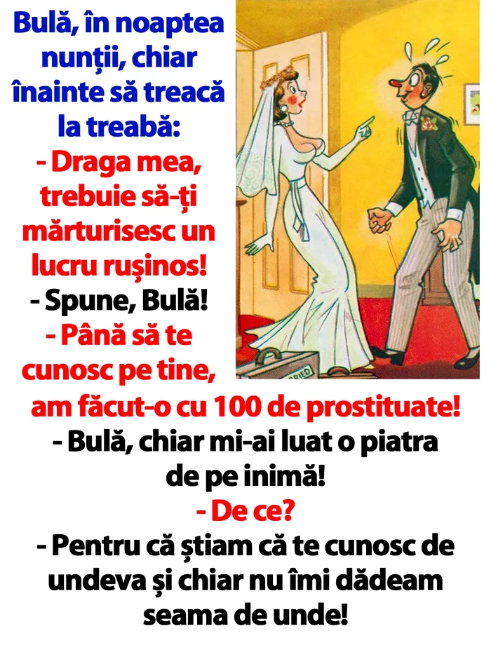 BANC | Bulă, în noaptea nunții, chiar înainte să treacă la treabă: 