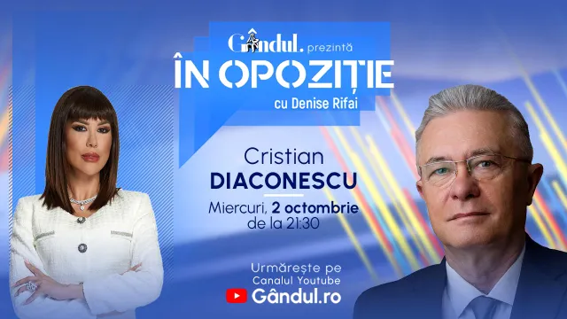 <span style='background-color: #00ef77; color: #fff; ' class='highlight text-uppercase'>EMISIUNI</span> Emisiunea „În Opoziție cu Denise Rifai” începe miercuri, 2 octombrie, de la ora 21.30, live pe Gândul. Invitați: Cristian Diaconescu și Costin Ciobanu