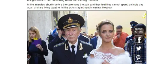 Un actor rus în vârstă de 84 de ani s-a căsătorit cu logodnica lui, mai tânără cu șase decenii

