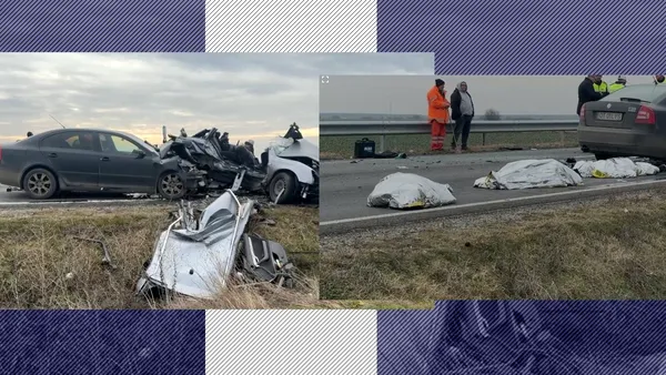 Accident rutier TERIBIL în Dolj. Un TIR și două mașini s-au făcut praf. Trei morți și șase răniți grav. Principalul vinovat, o tânără de 19 ani