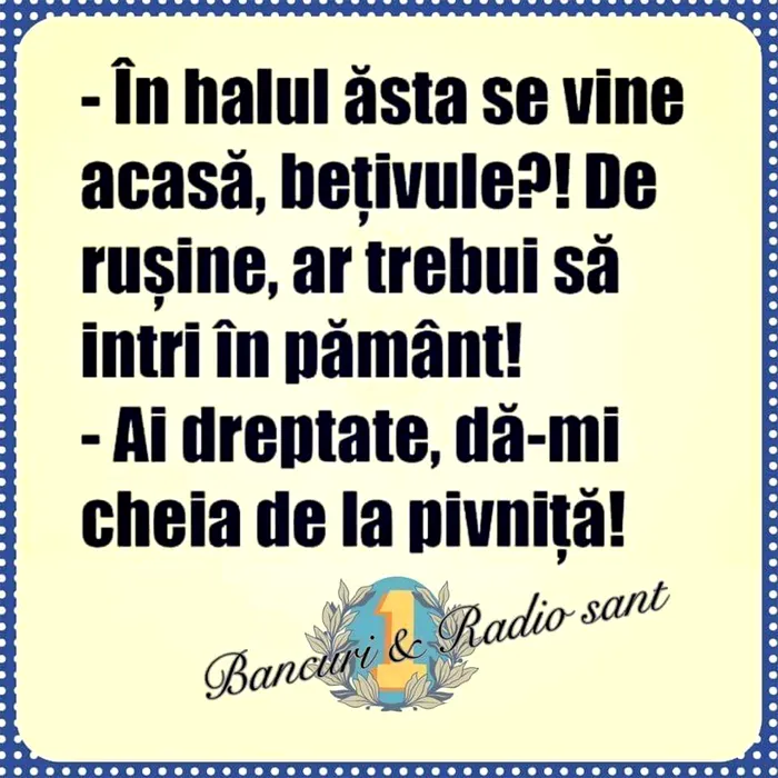 Bancul de marți | Ceartă conjugală bahică