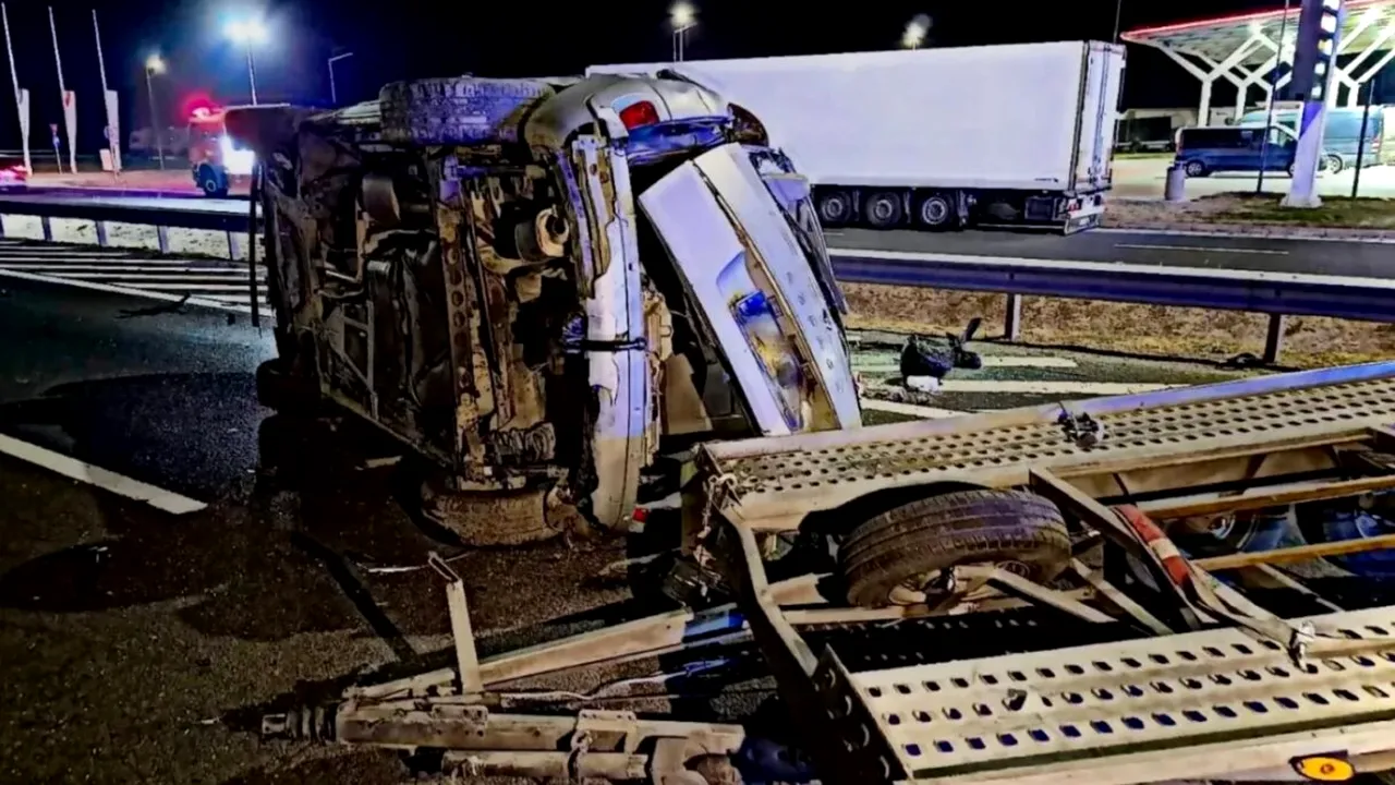 Accident în lanț pe autostrada A1. Cinci mașini implicate, 12 persoane afectate și șapte victime transportate la spital