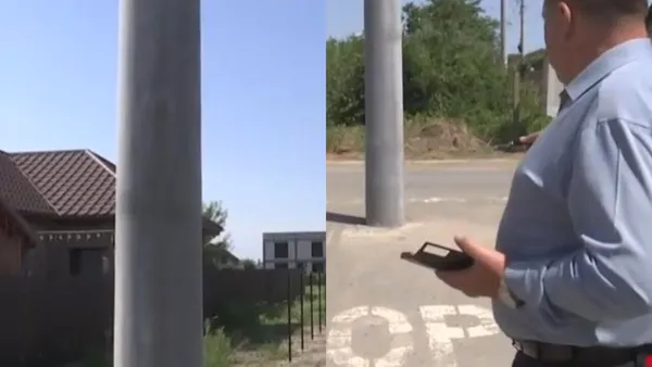 Satul din România în care un stâlp de electricitate a fost amplasat în mijlocul șoselei. Imagini greu de explicat