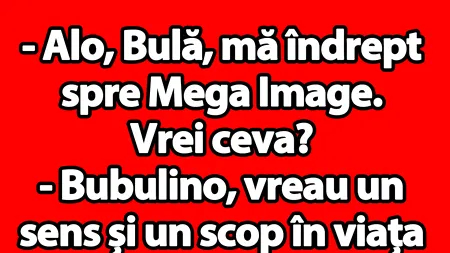 Banc | „Alo, Bulă, mă îndrept spre Mega Image. Vrei ceva?”