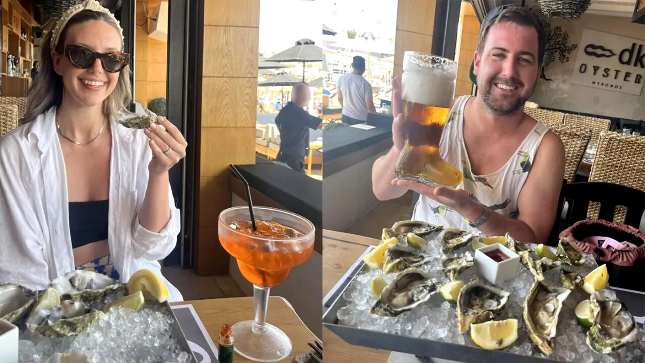 Notă de plată astronomică pentru doi turiști, într-un bar din Mykonos. Câți euro au dat pentru o bere, un cocktail și două porții de stridii