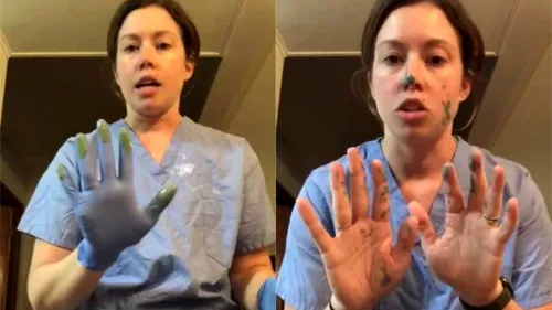 VIDEO. O asistentă demonstrează cum te poți contamina cu coronavirus chiar dacă porți protecție