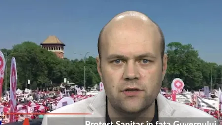 Mii de sindicaliști, prezenți la protestul Sanitas din fața Guvernului