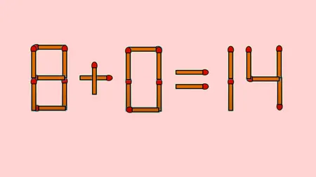 Test de inteligență | Mutați un singur băț de chibrit, pentru a corecta egalitatea 8+0=14
