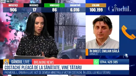 GÂNDUL LIVE. Emilian Isăilă, jurnalist. Demisia lui Victor Costache creează un sentiment de insecuritate. Care este imaginea lui Nelu Tătaru