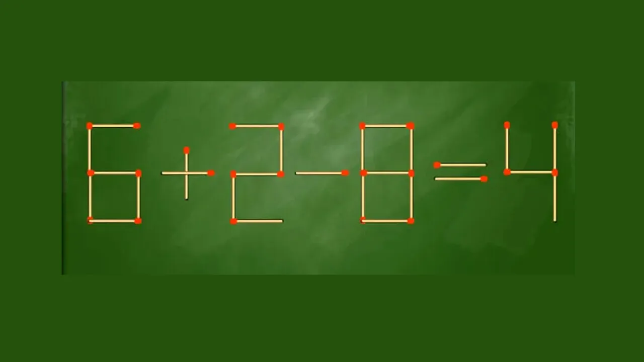 TEST IQ | Mutați un singur băț de chibrit pentru a corecta 6 + 2 - 8 = 4