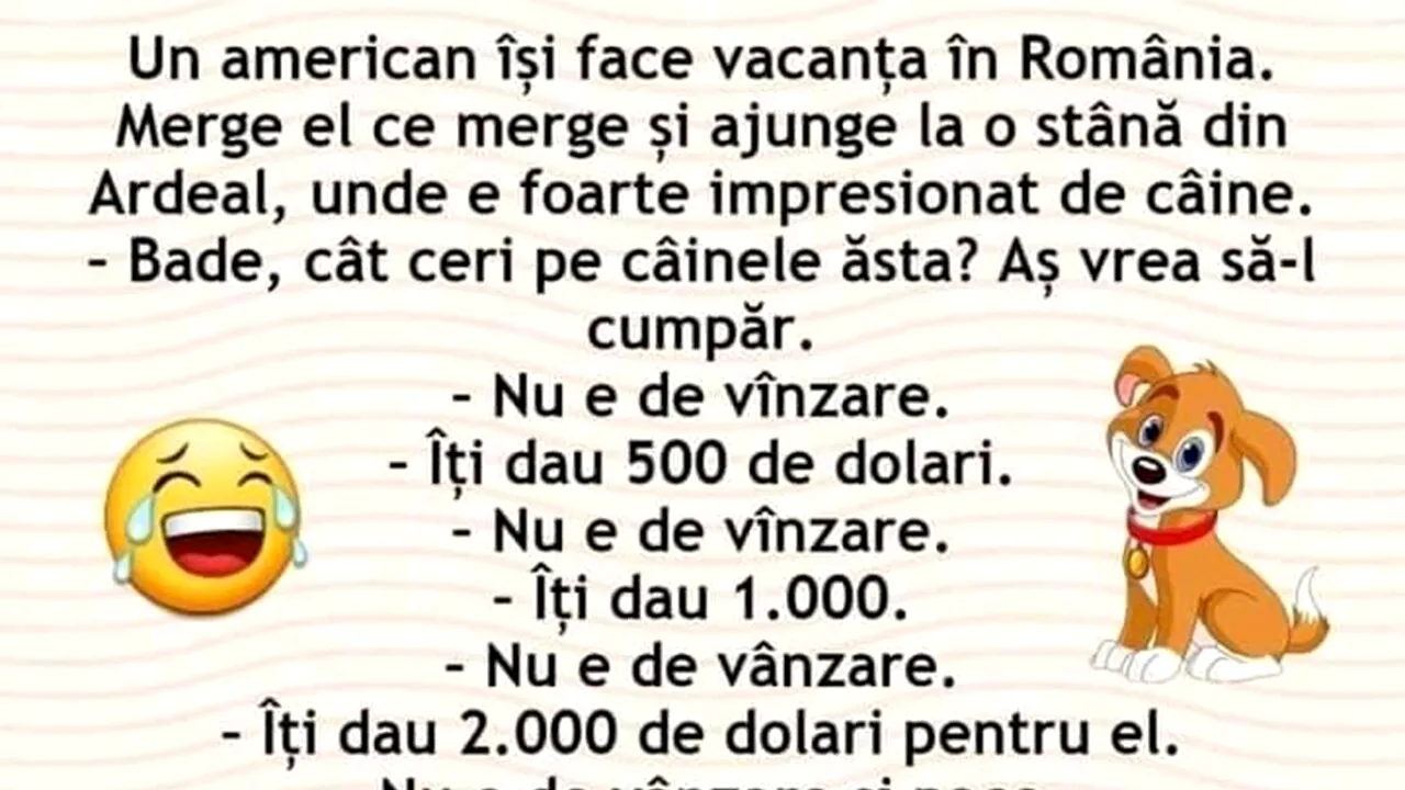 Bancul de joi | Un american își face vacanța în România